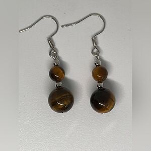 Genuine Chakra Stone Tigers Eye Earrings